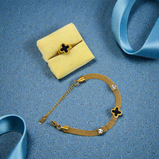 Noir Clover Bracelet+Ring