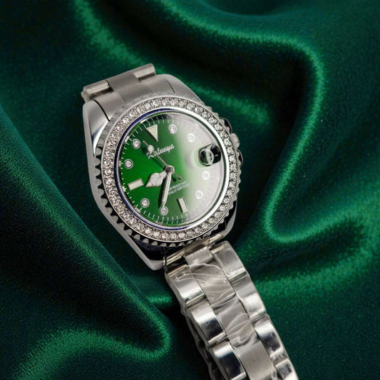 Emerald Royale Set. Watch + Bracelet + Ring + Pendant + Earring
